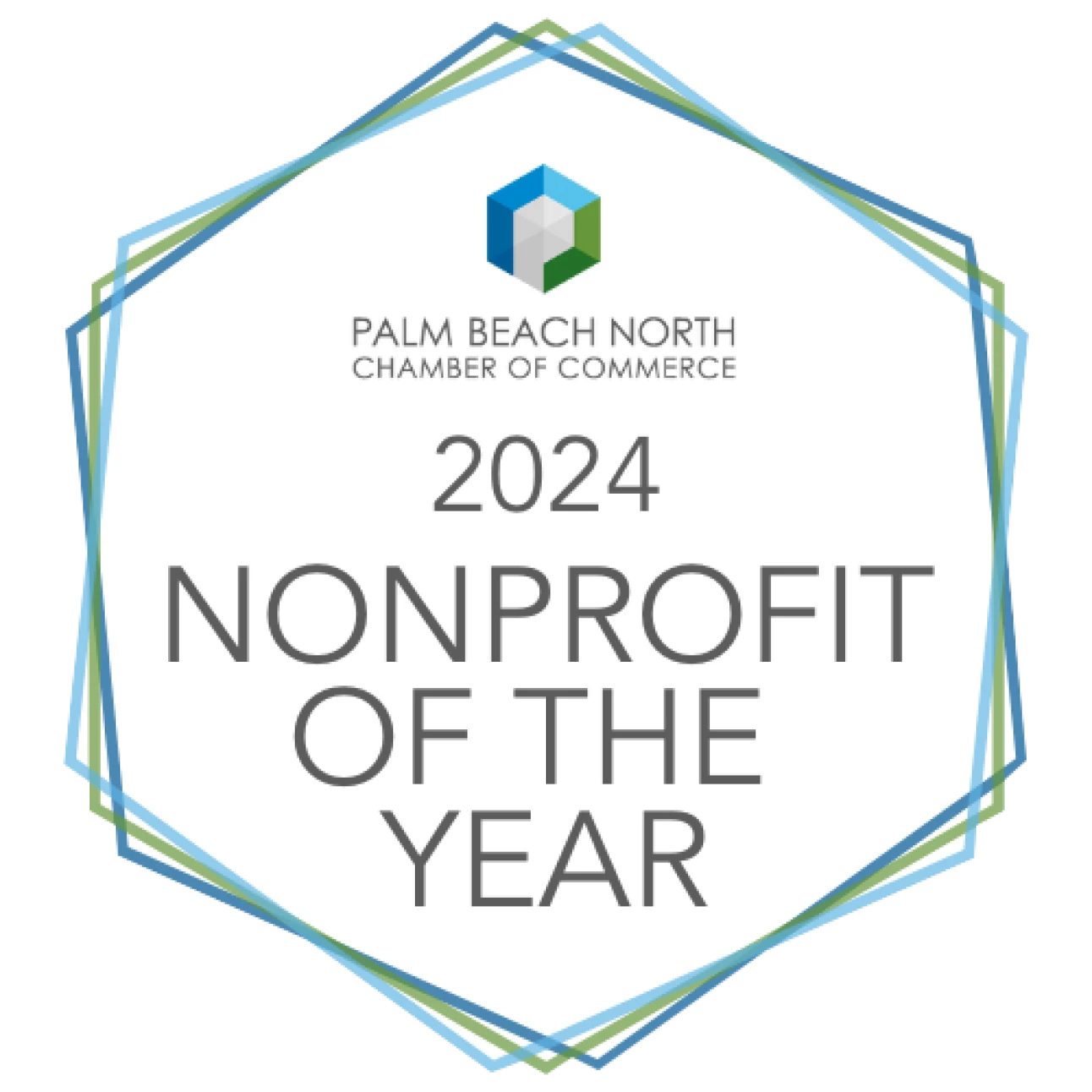 Palm Beach North Chamber of Commerce 2024 Nonprofit of the Year Award Winner Badge